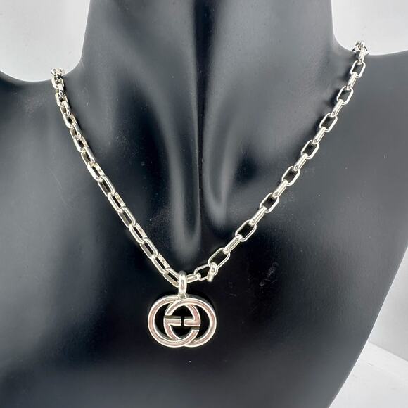 GUCCI Interlocking GG Necklace 20" with Green Snake Box & Dust Bag - Picture 13 of 16